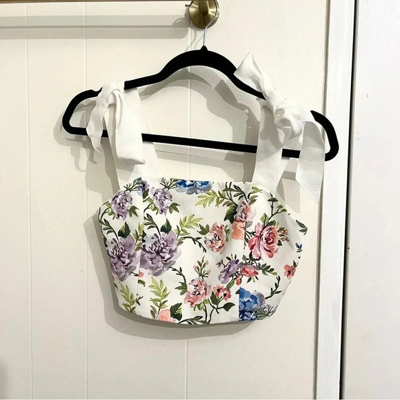 Alice + Olivia Nika crop top in gardenia ribbon ties XS - Picture 4 of 7
